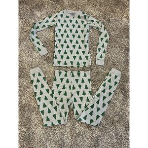 Hanna Andersson 150 Unisex Pajamas Christmas Trees PJ Set Tannenbaum Sz 12